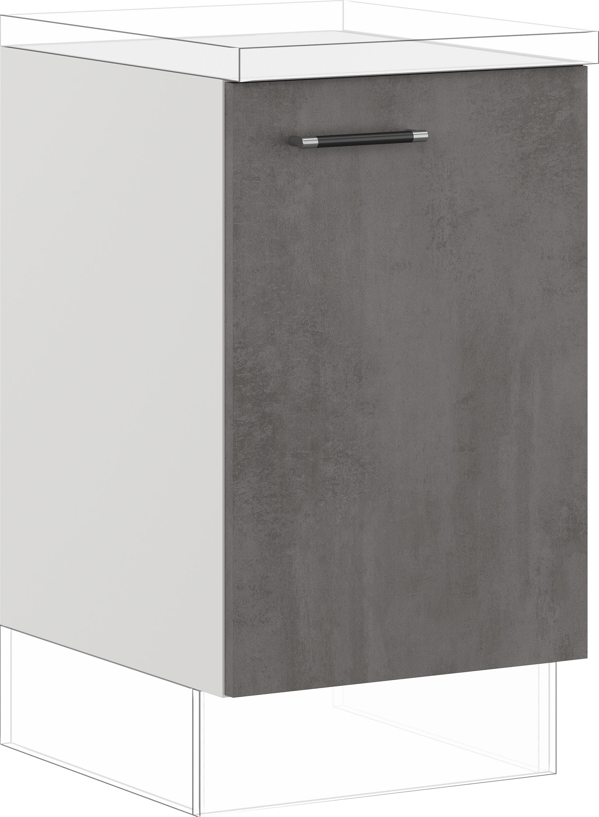 Spülenunterschrank IMPULS KÜCHEN ""Prag und Valencia", Breite/Höhe: 50/72,3 cm", grau (beton, optik schiefer dunkelgrau), B:50cm H:72,3cm T:57,6cm, Dekorfolie, Holzwerkstoff, Schränke, Küchenunterschrank, vormontiert, mit Soft-Close