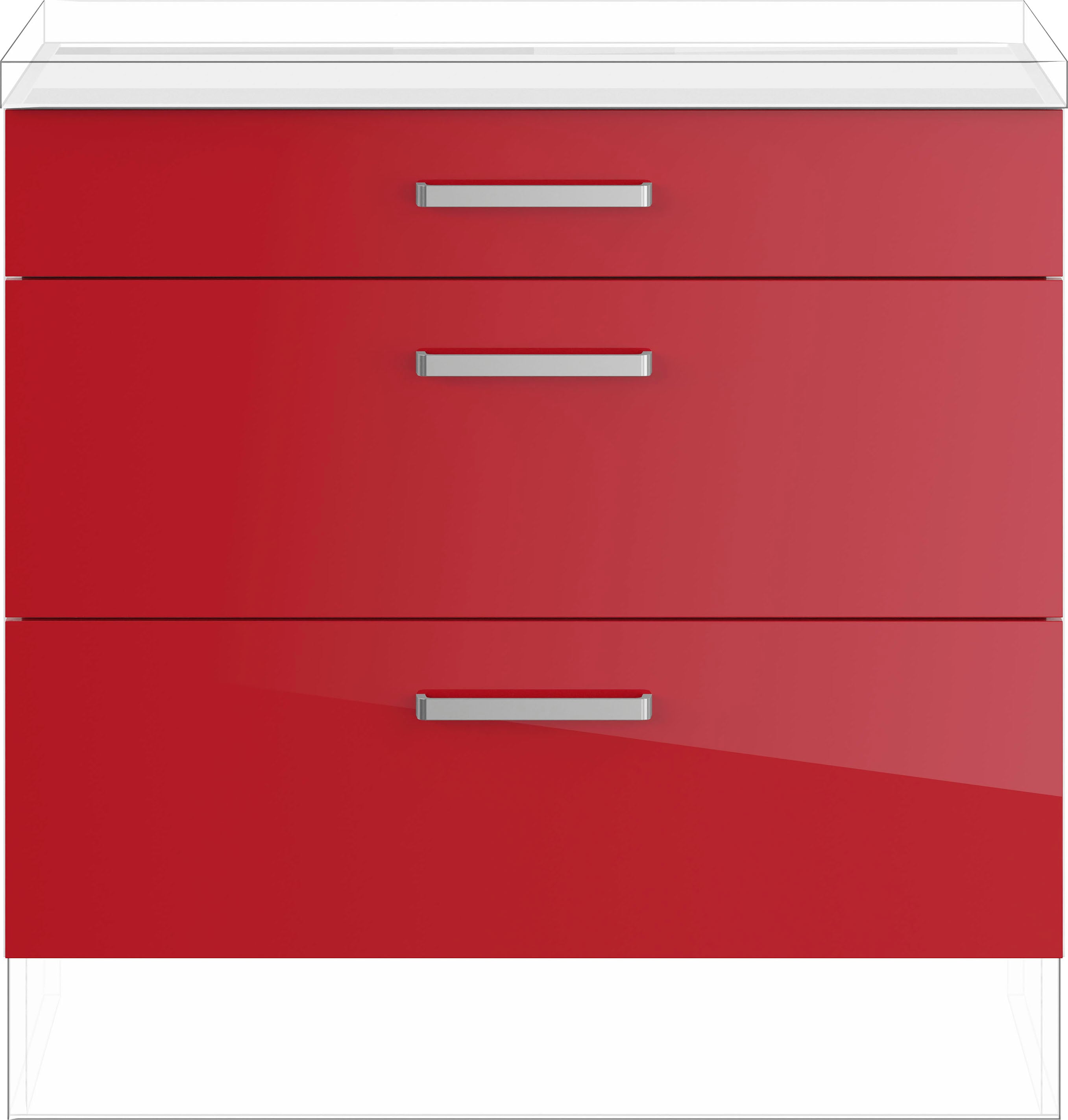 Auszugsunterschrank IMPULS KÜCHEN ""Turin", Breite/Höhe: 90/72,3 cm, mit Soft-Close", rot (rot hochglanz), B:90cm H:72,3cm T:57,9cm, Holzwerkstoff, Schränke, Küchenunterschrank, vormontiert, mit Schubkasten, mit Auszügen