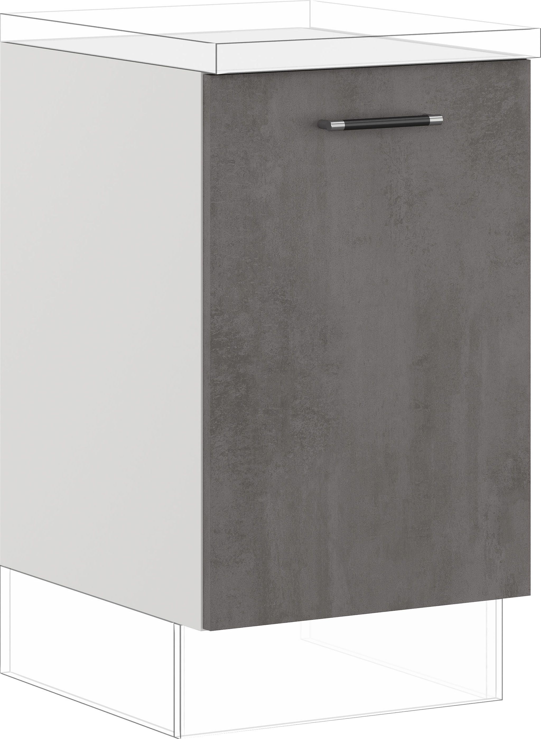 Spülenunterschrank IMPULS KÜCHEN ""Prag und Valencia", Breite/Höhe: 50/72,3 cm, mit Soft-Close", grau (beton, optik schiefer dunkelgrau), B:50cm H:72,3cm T:57,6cm, Dekorfolie, Holzwerkstoff, Schränke, Küchenunterschrank, vormontiert, mit Auszug, mit...