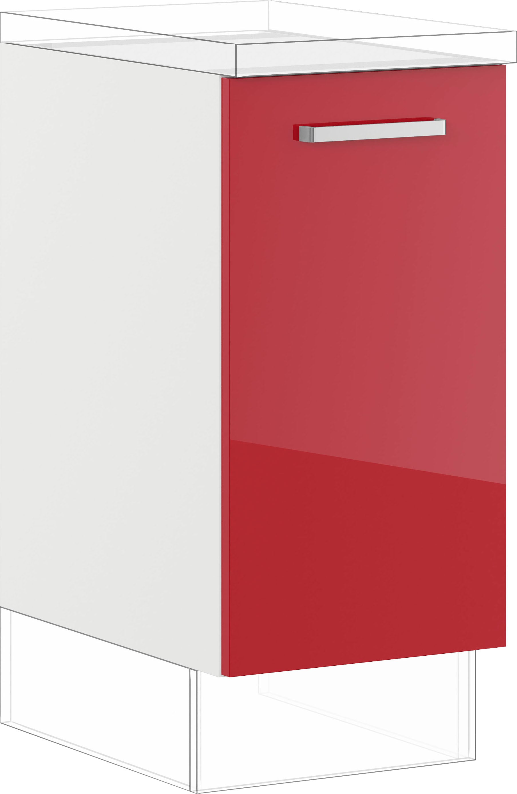 Auszugsunterschrank IMPULS KÜCHEN ""Turin", Breite/Höhe: 40/72,3 cm, mit Soft-Close", rot (rot hochglanz), B:40cm H:72,3cm T:57,9cm, Holzwerkstoff, Schränke, Küchenunterschrank, vormontiert, mit Auszug, mit Behälter für Wertstofftrennung