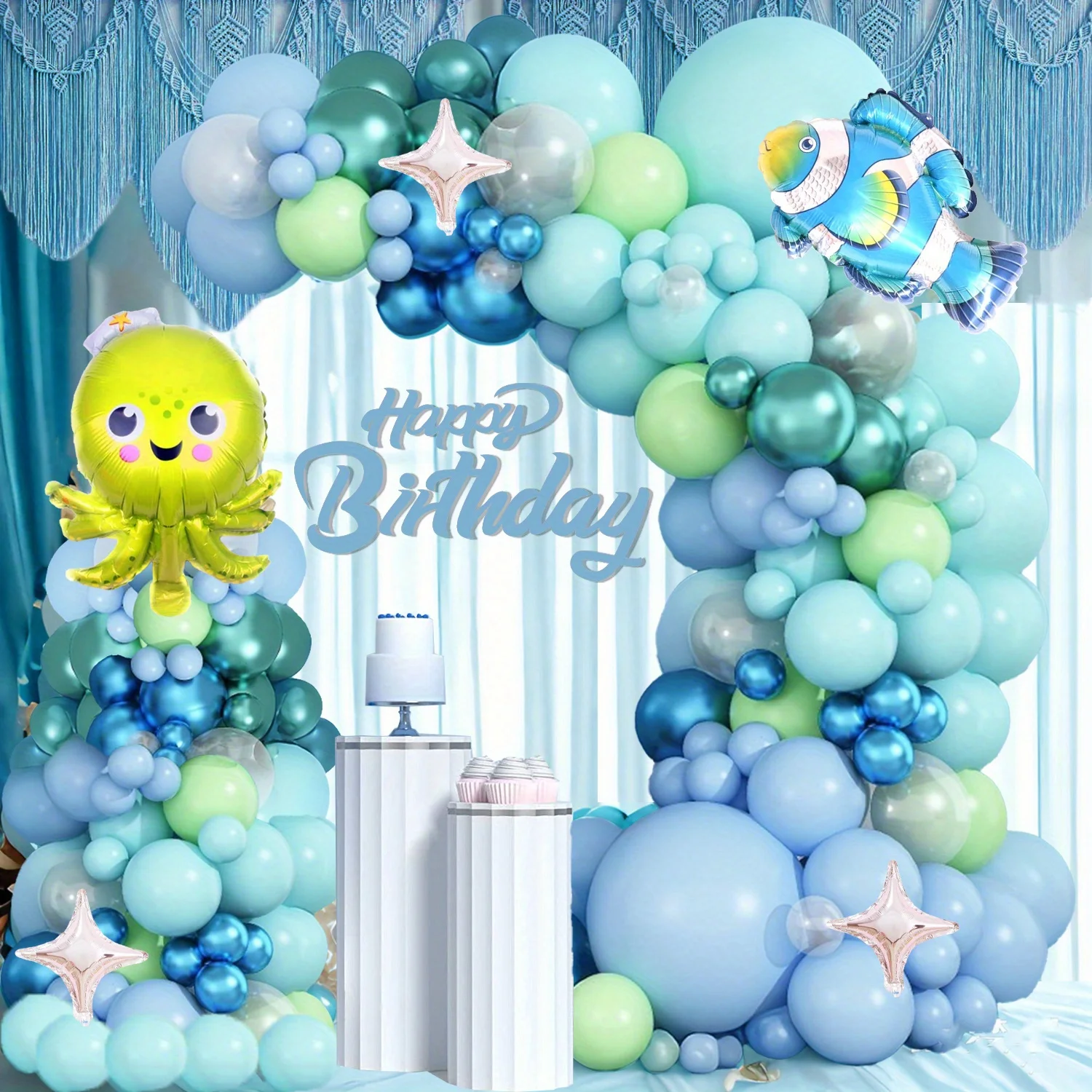 Ocean Theme Balloon Set for Birthday Party Decoration Ocean Theme Scene Decoration Summer Decoration Home Decoration