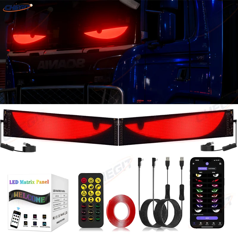 Bluetooth App LED Matrix Pixel Panel Light 5V USB Control Scrolling Advertising LED Car Sign Animation Programmable For Car