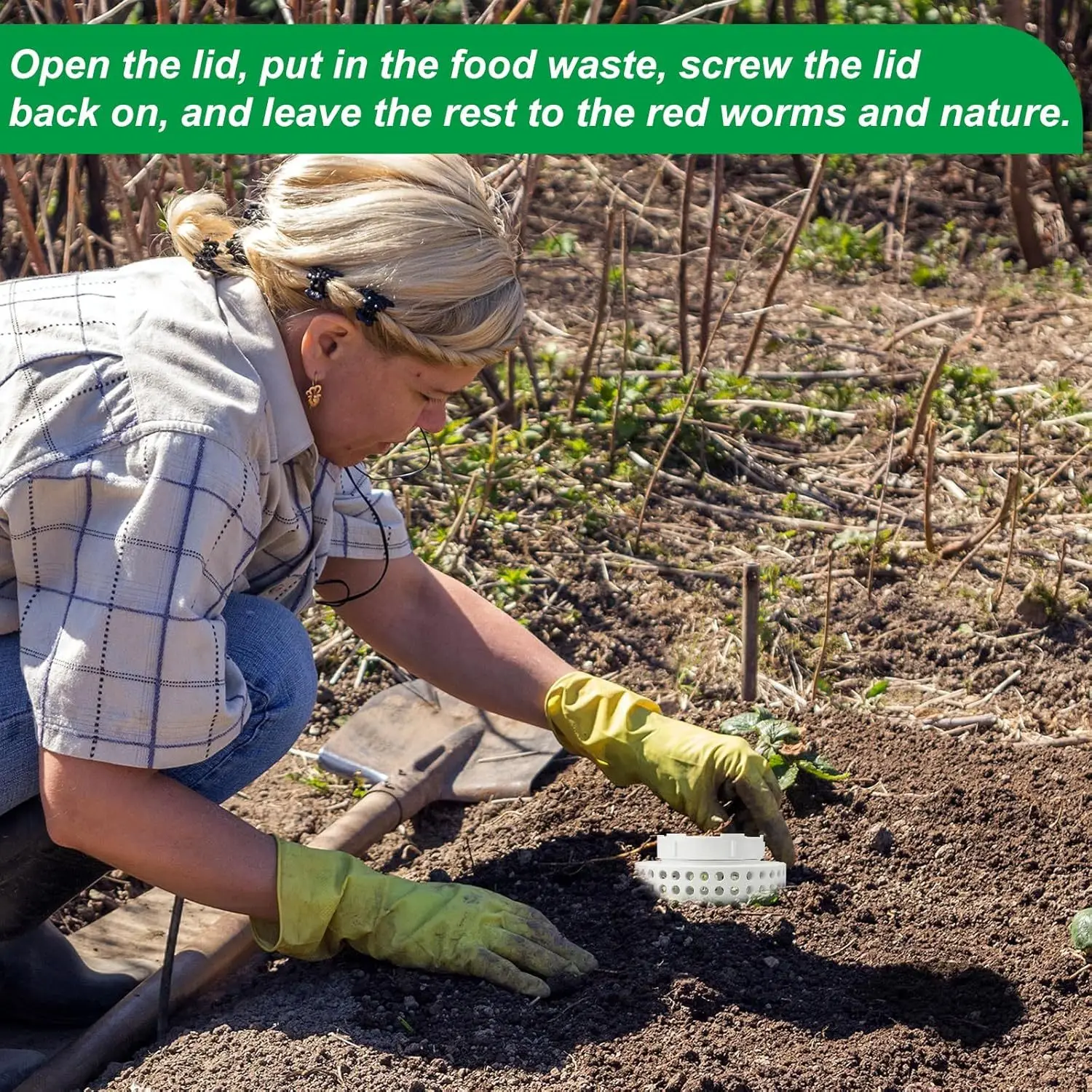 Kompostbehälter für den Außenbereich, Kompostbehälter-Set für den unterirdischen Wurmfarm für erhöhte Blumenbeete zu Hause Image