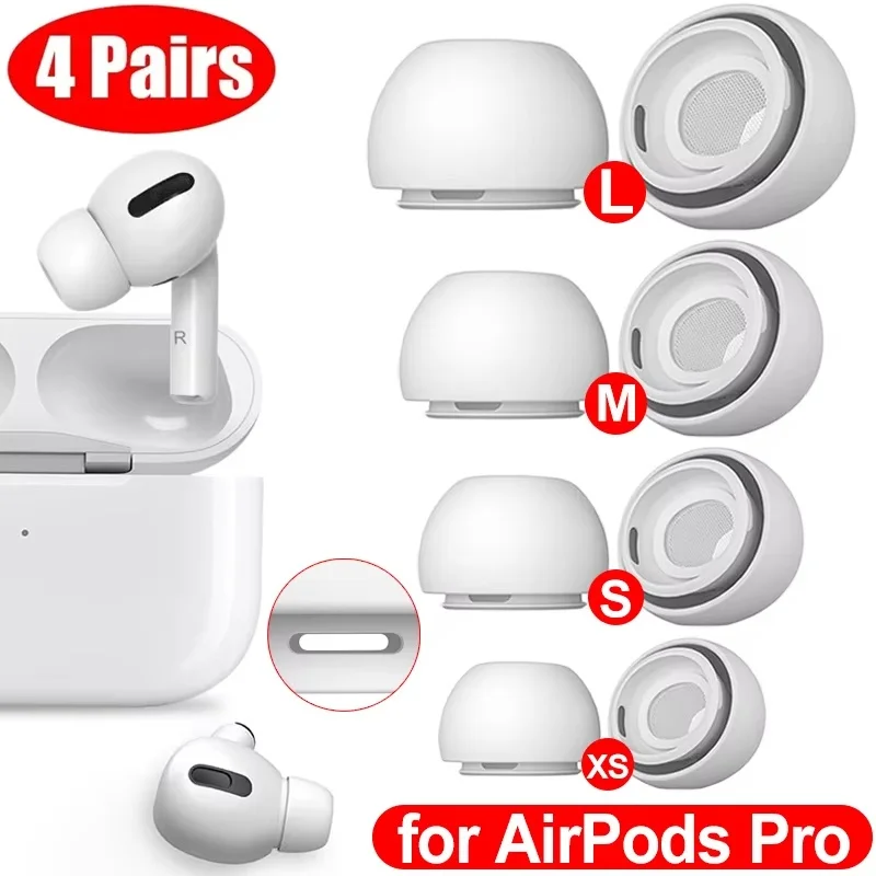 4 Paar Silikon-Ohrstöpsel, schützende Ohrstöpsel, Lärmreduzierungsloch, Ohrhörer-Abdeckung, Ersatz-Ohrpolster für Apple Airpods Pro 1 2 Image