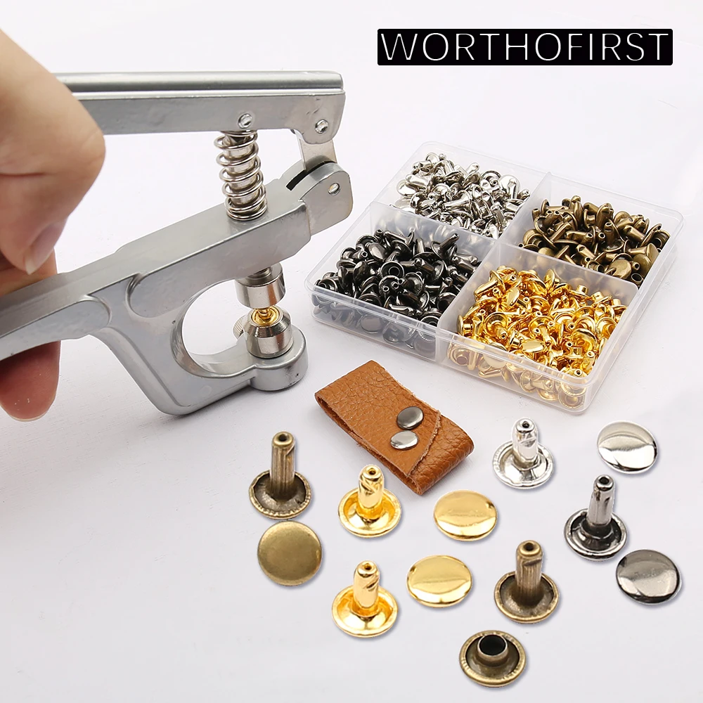 8 mm Kappennieten, runder Nagelspieß mit Werkzeug für Lederhandwerk, Schuhe, Tasche, Gürtel, Kleidung, Bekleidungszubehör Image