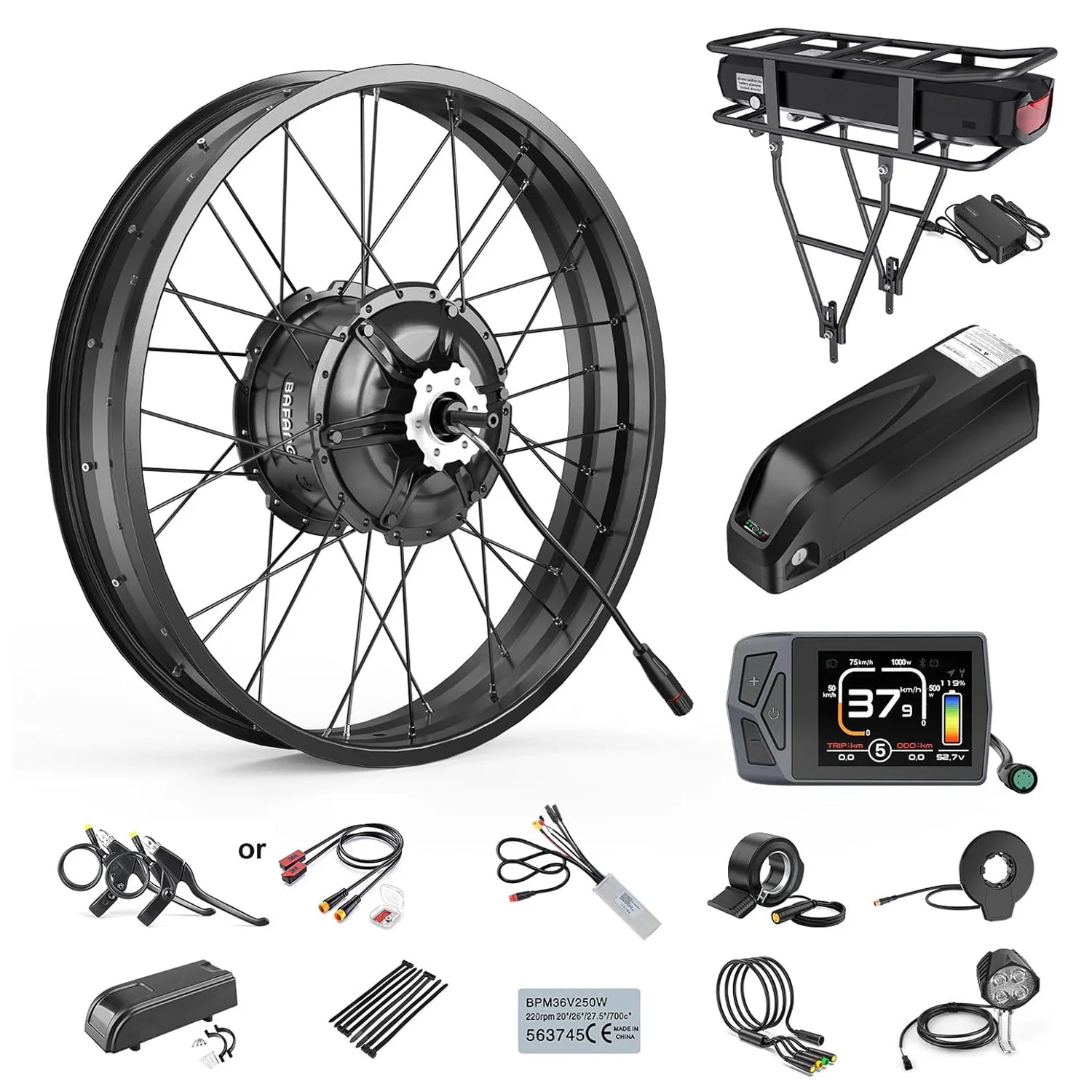 BAFANG G062 48V 1000W Motor H550 Fat Wheel Ebike Conversion Kit 20/24/26x4,0" Hinten Kassette Drop Out 175mm Für Fat Snow Bike Image