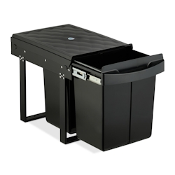 Relaxdays Einbaumülleimer, 2 Fächer, 2x 20 l, HxBxT: 41,3 x 34 x 51,8 cm, ausziehbar, Müllsystem Unterschrank, schwarz Image