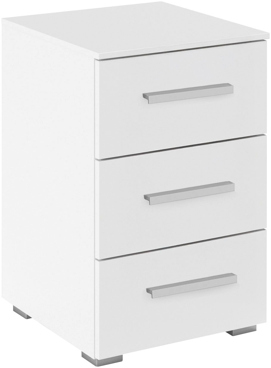 Nachtkommode RAUCH "Nachttisch Nachtkonsole Nachtschrank KOLUNA mit Dekorfront", weiß (alpinweiß), B:40cm H:61cm T:42cm, Holzwerkstoff, Sideboards, mit 3 geräumigen Schubladen für viel Stauraum MADE IN GERMANY