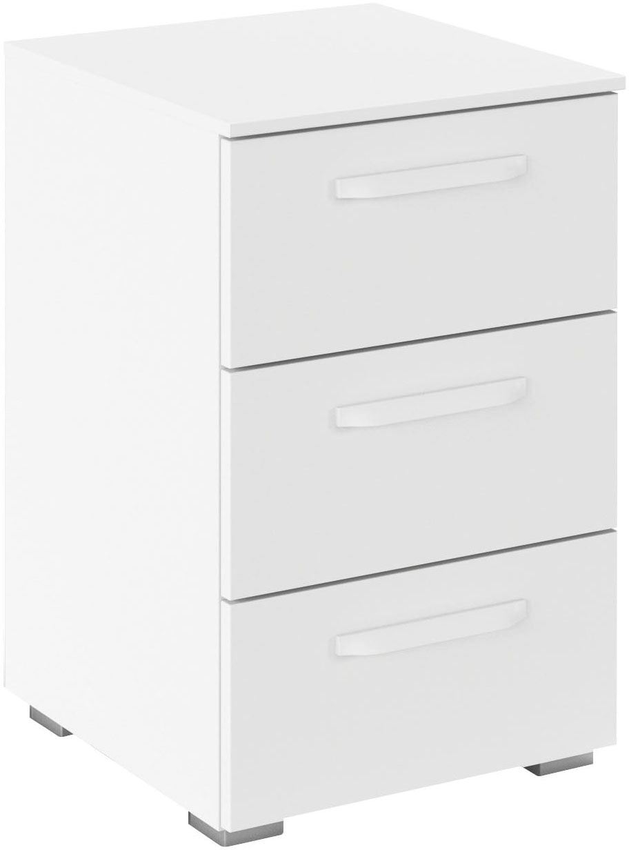 Nachtkommode RAUCH "Nachttisch Nachtkonsole OTELI in Dekor- oder Hochglanzfront", alpinweiß, B:40cm H:61cm T:42cm, Holzwerkstoff, Sideboards, mit 3 geräumigen Schubladen für viel Stauraum MADE IN GERMANY
