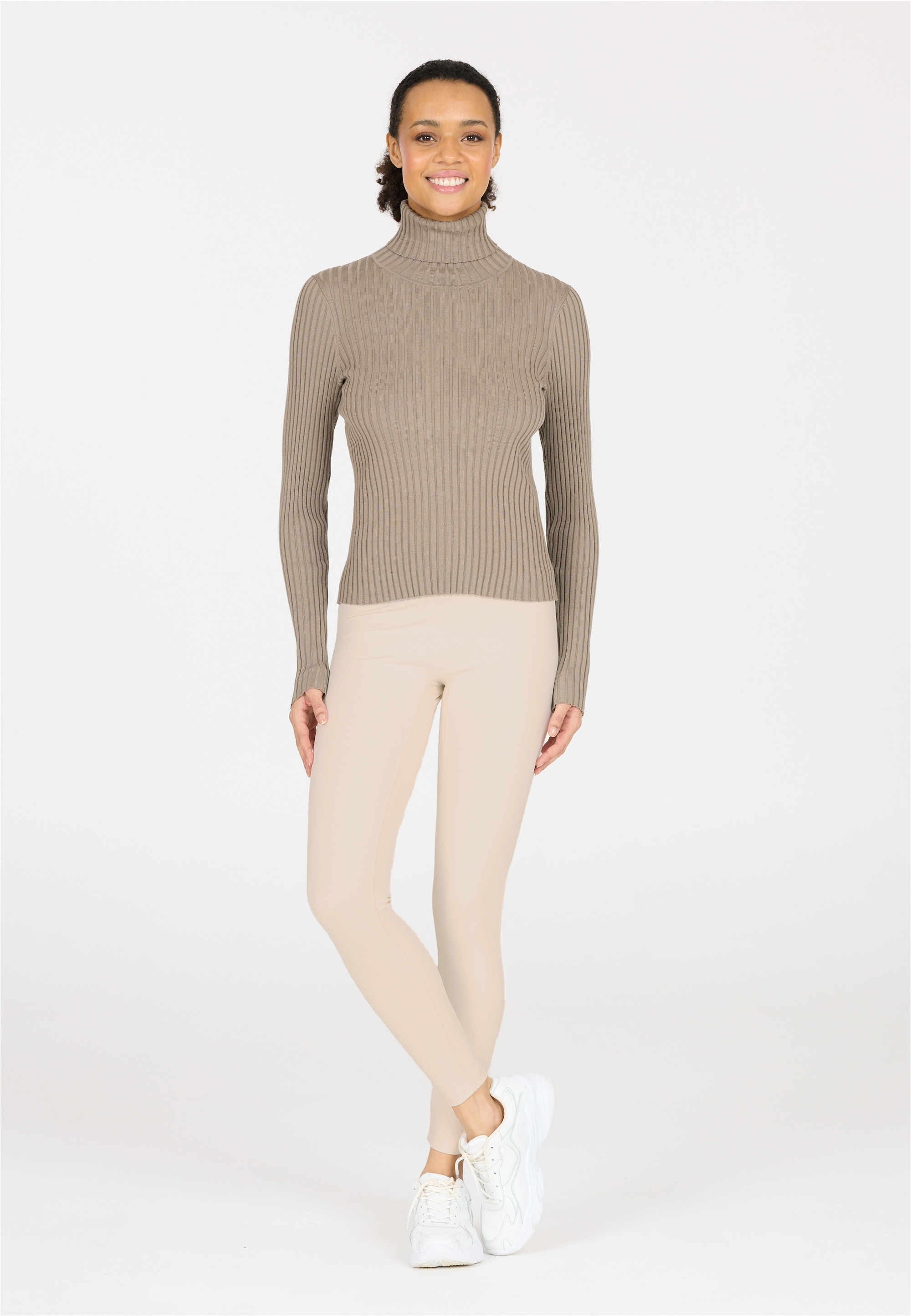 Trainingstights ATHLECIA "Aisha", Damen, Gr. 40, EURO-Größen, ecru, 78% Polyester, 22% Elasthan, unifarben, Hosen, aus atmungsaktivem Stoff