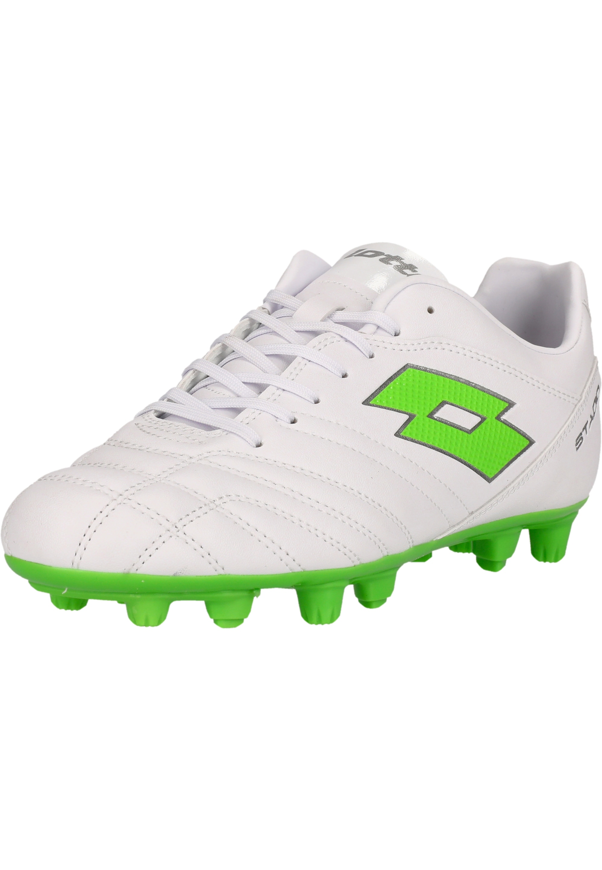 Fußballschuh LOTTO "Stadio 705", Herren, Gr. 46, grün (weiß, grün), Polyurethane, Schuhe Fußballschuh, für festen Untergrund und Naturrasen