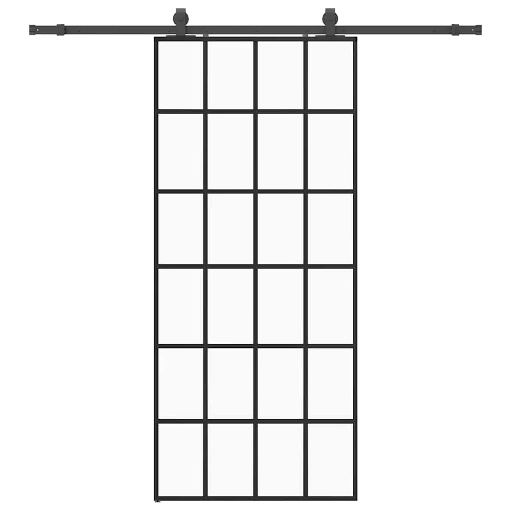 vidaXL Schiebetür mit Beschlag Schwarz 90x205 cm ESG-Glas Image