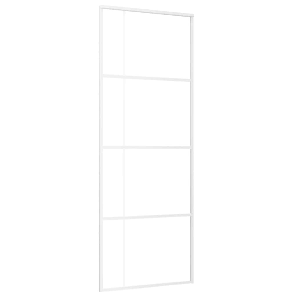 vidaXL Schiebetür ESG-Mattglas und Aluminium 76x205 cm Weiß Image