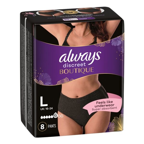 Always Inkontinenz Höschen »Discreet Boutique Schwarz« Größe L EU 44 - 54 8 Stück schwarz Image