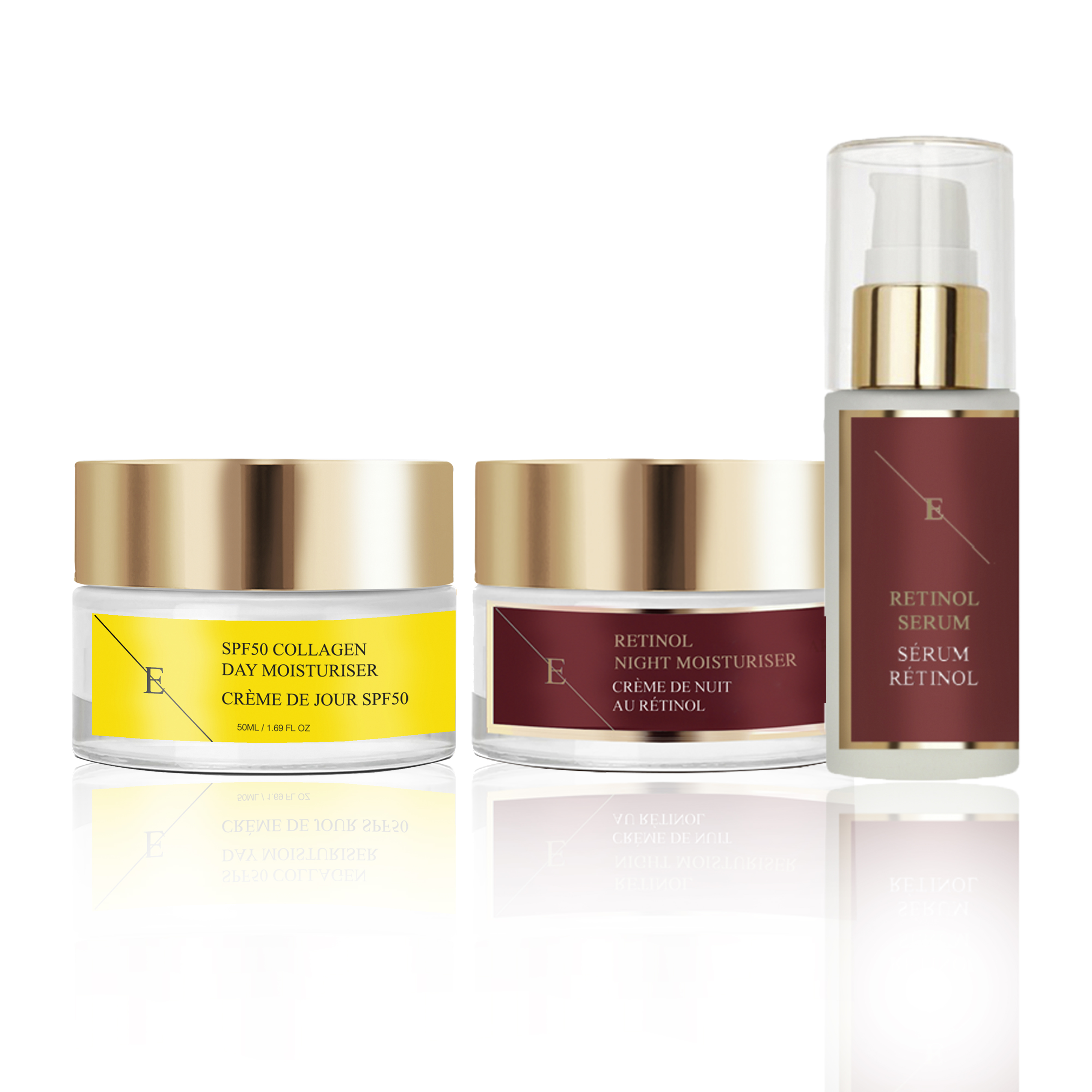 Retinol-Serum 30 ml + Retinol-Nachtfeuchtigkeitscreme 50 ml + Spf50 Kollagen Tagescreme 50 ml Image