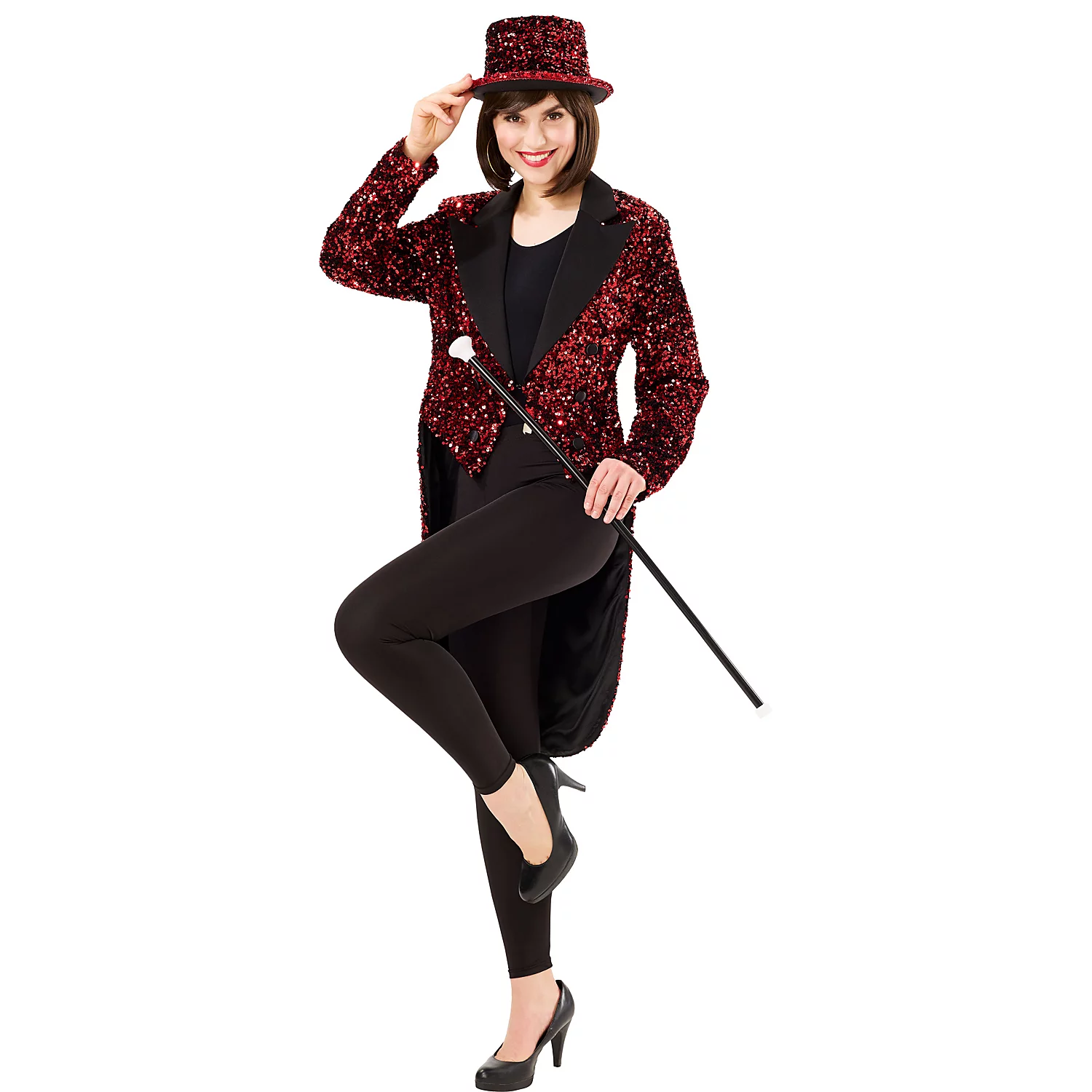 buttinette Frack Pailletten für Damen, rot Image