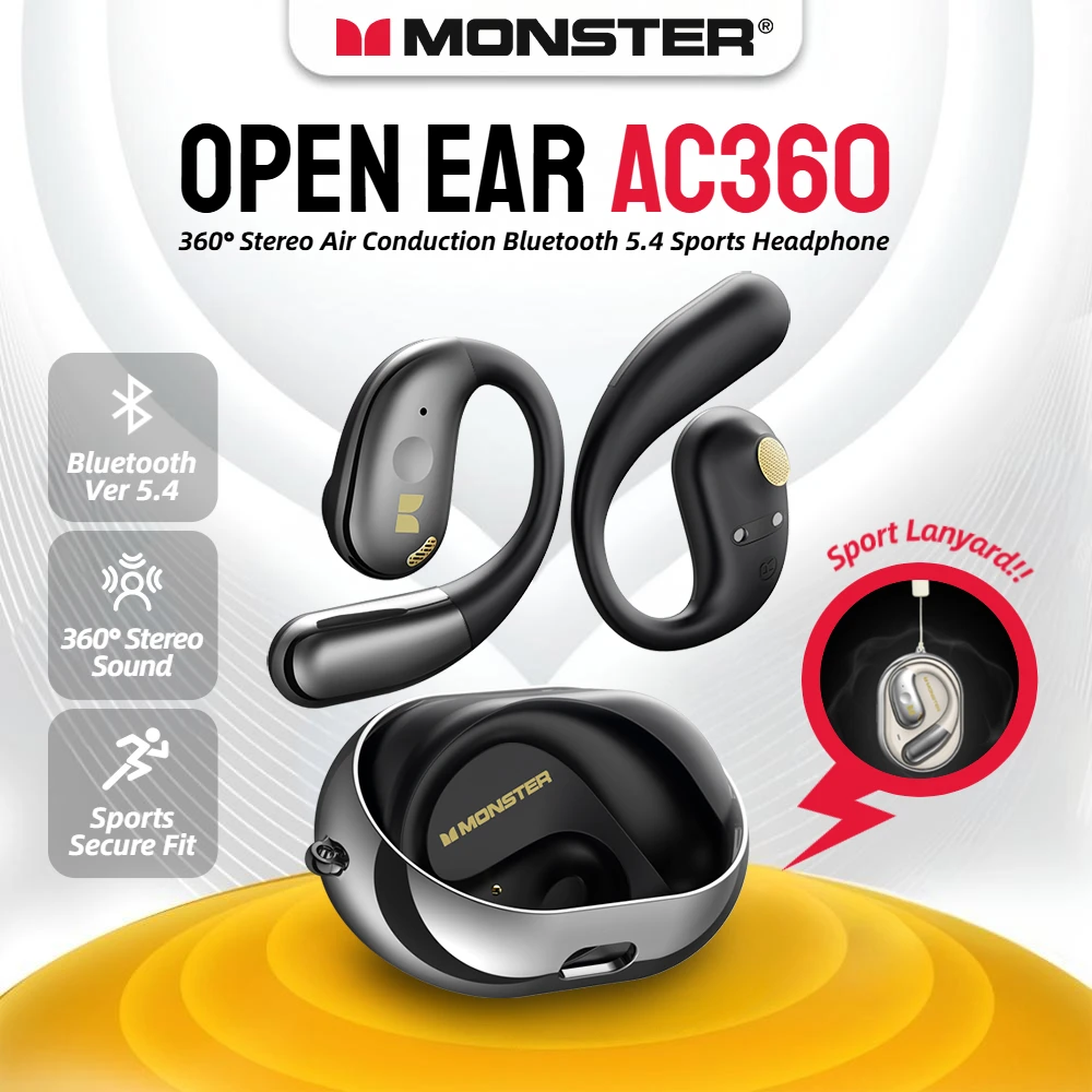Monster Open Ear AC 360 Air Conduction Kopfhörer Bluetooth 5.4 True Wireless Kopfhörer 360° ° Drahtloses Stereo-Sport-Headset OWS Image