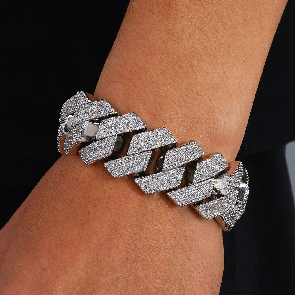 Herren kubanische Glieder kette Armband vergoldet bling Miami kubanischen Zinken Set Diamant Armband für Männer 25mm vereist Hip Hop Schmuck ﻿ Image