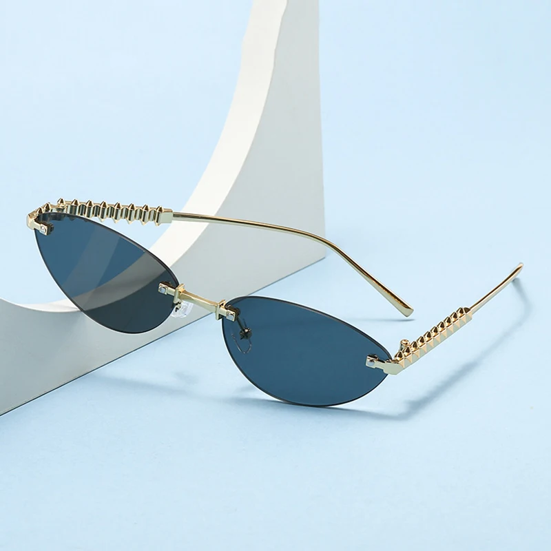Neue Vintage Elliptische Sonnenbrille für Damen und Herren Runde Sonnenbrillen Ovale Brillen für Männer und Frauen Cat-Eye-Brillen Image