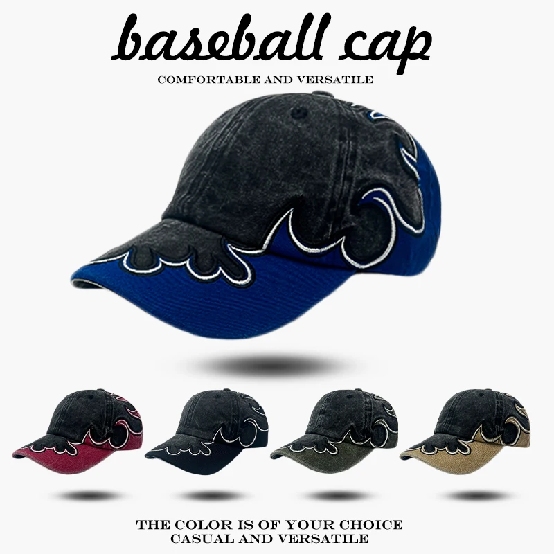 Sonnenschirm Hip Hop Vielseitige Persönliche Schirmmützen Street Fashion Ins Neue Männer Frauen American Street Gestickte Flamme Baseball Hüte Image