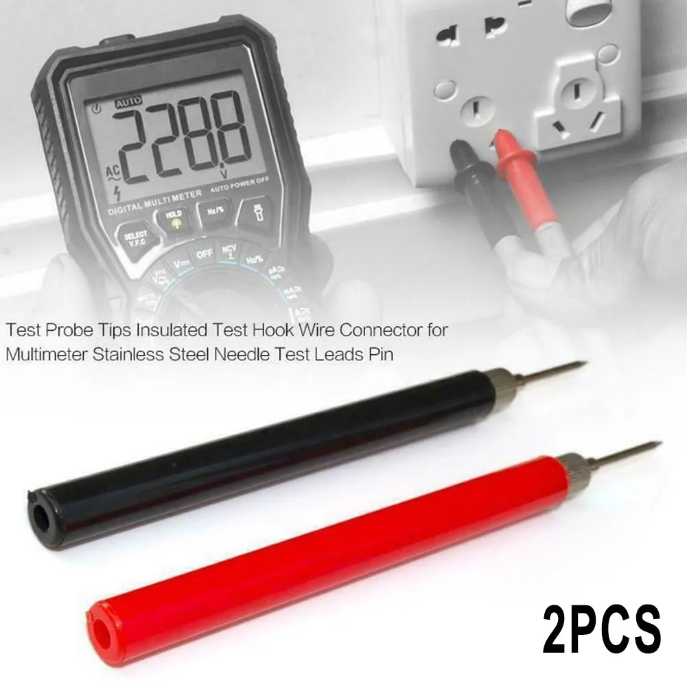 2 stücke Multimeter Frühling Test Sonde Spitze Isolierte Test Haken Draht Stecker 128mm Nadel Test Führt Pins Für elektrische Testen Image