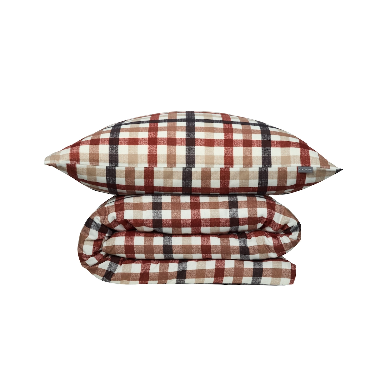 Schiesser Bettwäscheset James - Feinbiber - 2-teilig - 135 x 200 cm - Braun-Blau Image