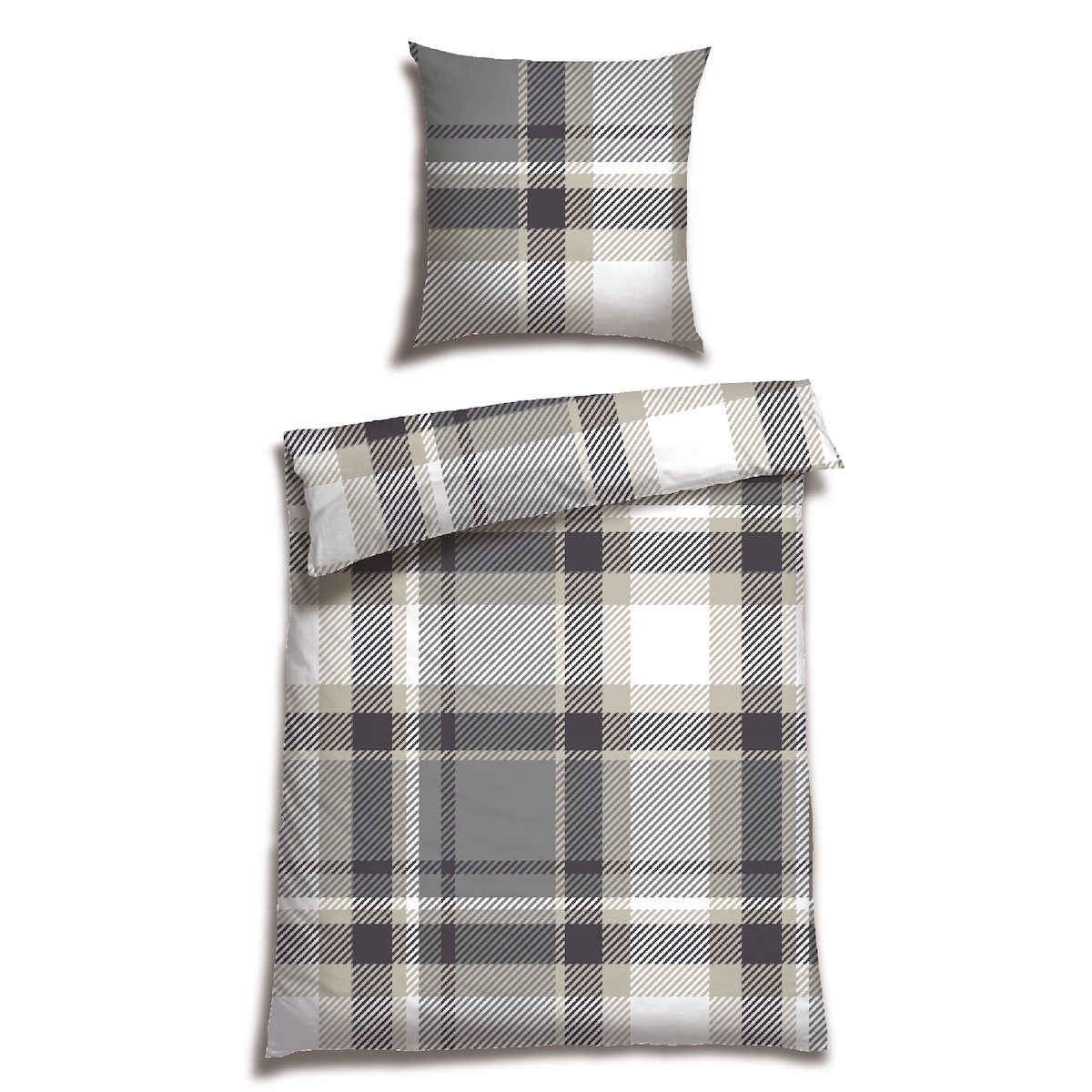 Schiesser Bettwäscheset Setta - Feinbiber - 2-teilig - 135 x 200 cm - Taupe Image