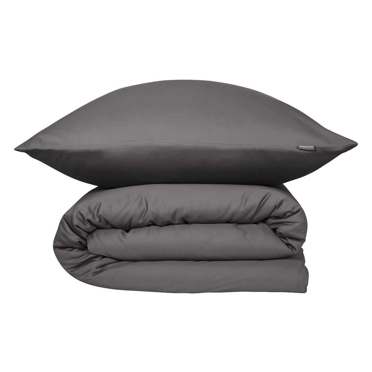Schiesser Bettwäscheset Ella - Baumwollsatin - 2-teilig - 135 x 200 cm - Dunkelgrau Image