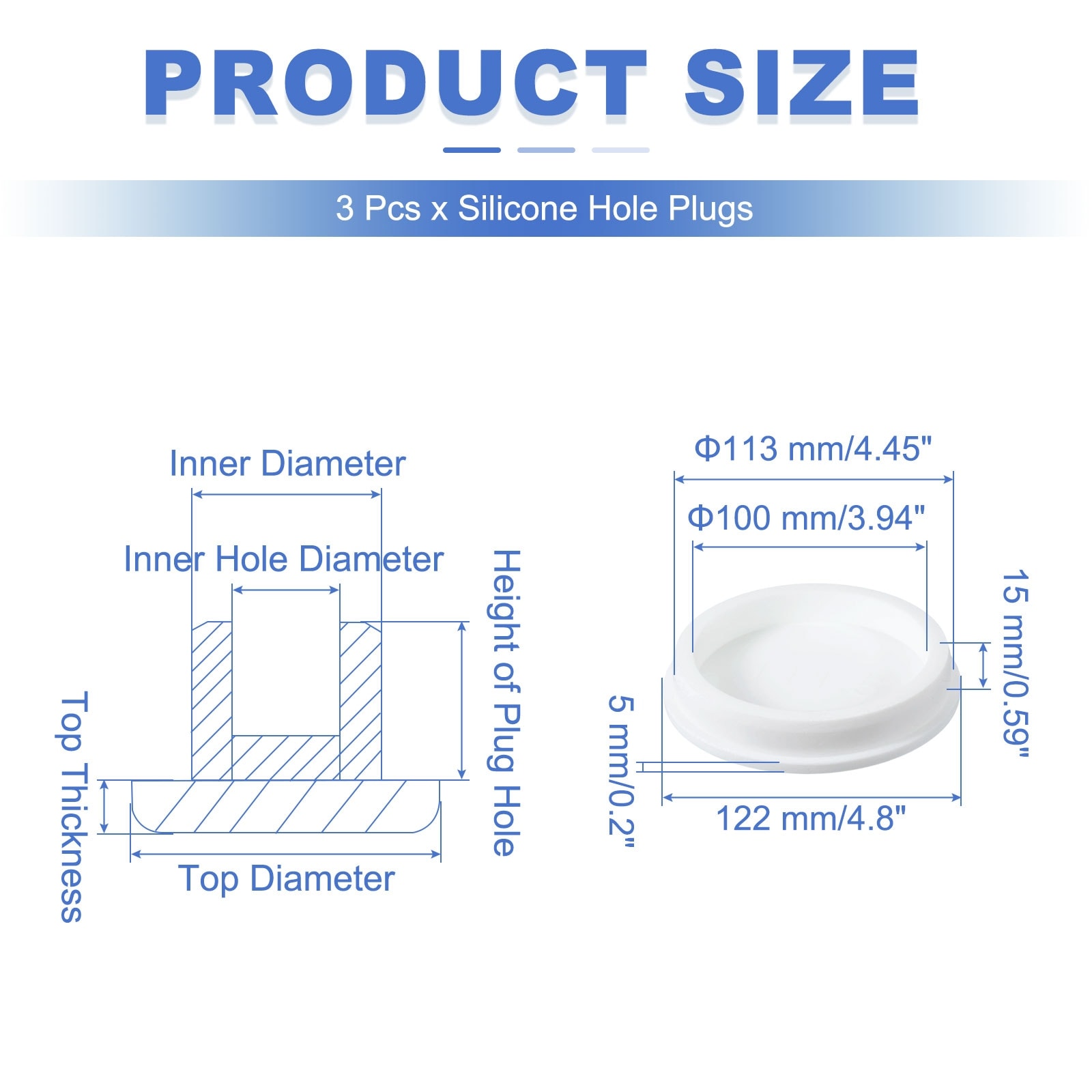 t Shaped Silicone Stopper, Rubber Plugs - White
