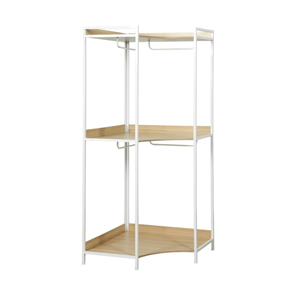 Guardaroba angolare con 4 armadi e 2 ripiani, bianco