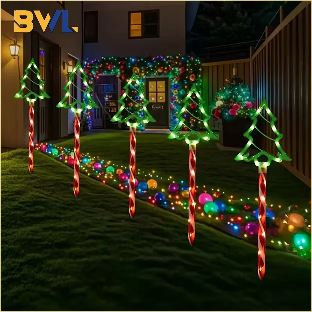 Solar-LED-Weihnachtsbaum-Lichter für den Außenbereich, Bodenlampe, Schneemann, Weihnachtsmann, bunte Dekorbeleuchtung für den Innenhof, Balkon, Garten