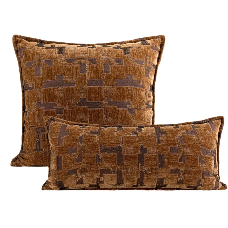 Wein Farbe Kissen Luxus Samt Jacquard Kissen Fall Moderne Geometrische Dekorative Kissen Abdeckung Für Sofa Stuhl Hause Dekorationen Image