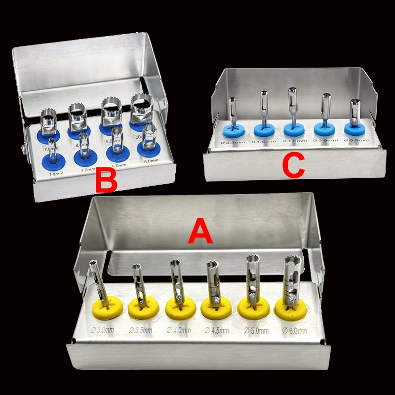 Set Dental Implantat Lange Trepan Bur Chirurgische Implantat Dental Implantat Tissue Punch Zahnmedizin Labor Produkt Chirurgische Instrument Image