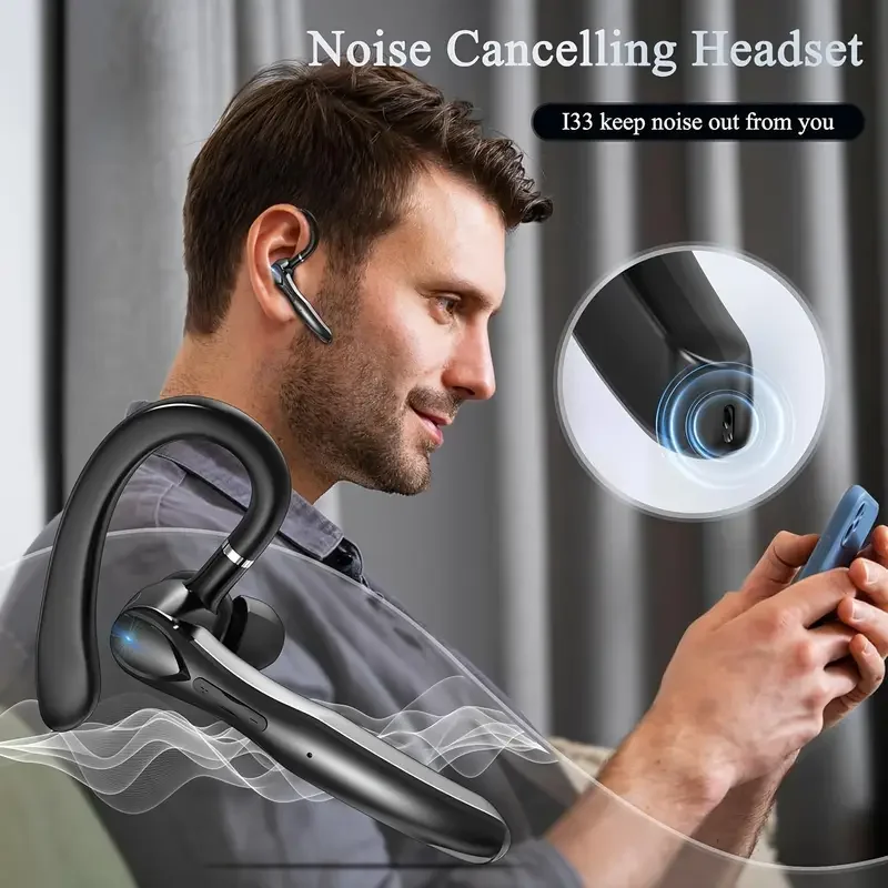 Soundguru Bluetooth ENC i33 Kopfhörer, kabellose Stereo-Kopfhörer mit Lautstärkeregelung, Dual-Mikrofon-Ohrhörer, 19-Stunden-i33-ENC-Headset Image