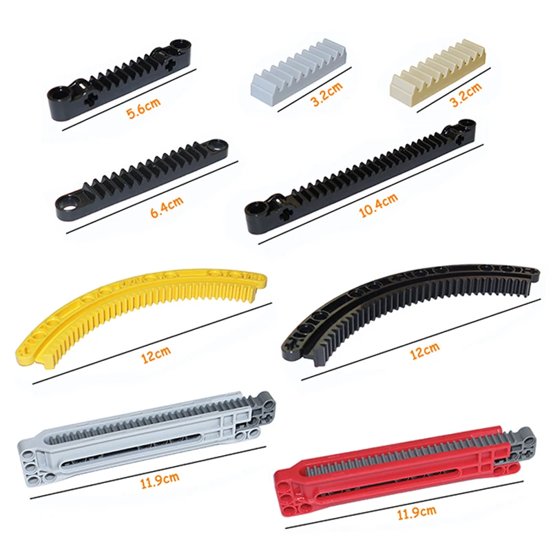 DIY Ziegel Technische Zahnstange 1x4 1x7 1x8 1x13 Kompatibel 3743 87761 6630 64781 24121 18940 und 18942 Bausteine MOC Teile Image