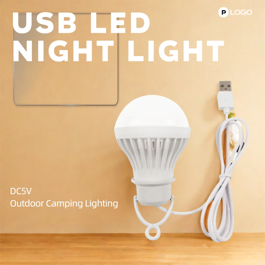 Usb führte Campinglampe 3w 5w 7w 9w 12w mit 1,2m Clip Line Mini Glühbirne weiche weiße Abdeckung Außenzelt kühle Licht Tisch Nacht tragbar