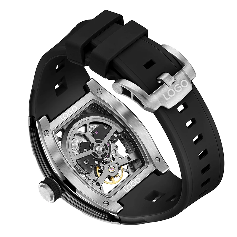 OEM Männer Uhr Hohe Qualität Luxus Marke Automatische Uhr Mode Unisex Mechanische Uhren Quadratische Form Silikon Armband Oval Uhr Image