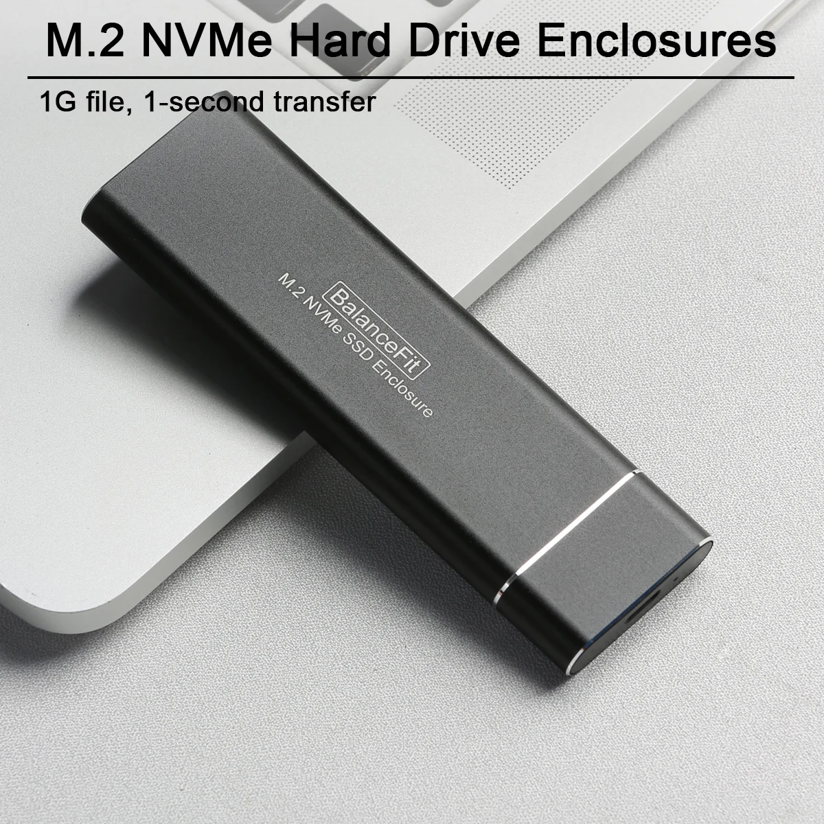 M.2 NVMe SSD-Gehäuse, USB 3.1 Gen 2 zu NVME M-Key/(B+M) Key Solid State Drive Externes Gehäuse, für 2230/2242/2260/2280 SSDs Image