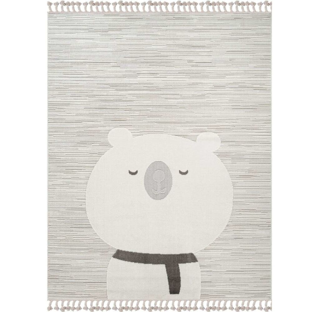 Tapis enfant doux texturé ours blanc 160x230