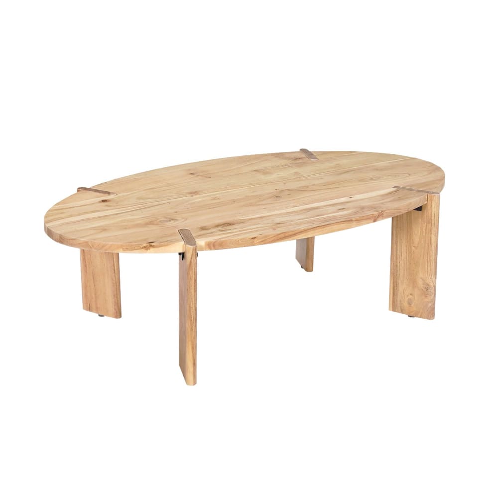Table basse ovale en bois d'acacia naturel 120 cm