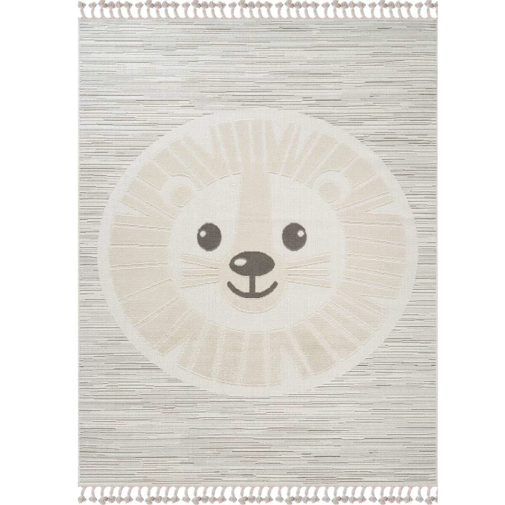 Tapis enfant doux texturé lion blanc 160x230