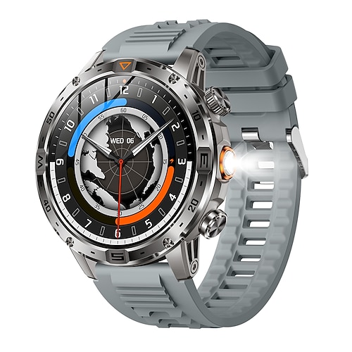 Militärische Outdoor robuste Männer Smartwatch LED Taschenlampe 1000 mAh Akku Standby für 100 Tage 1.7 Zoll AMOLED Display GPS Track Muttertag Geschenk Image