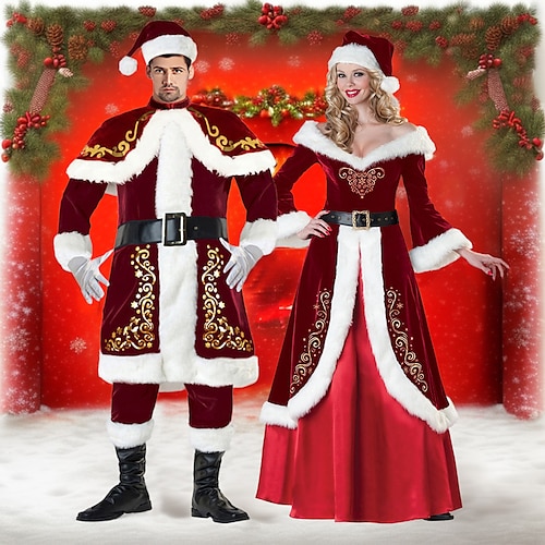 Weihnachtsmann FrauClaus Santa Anzüge Cosplay Kostüme Passende Familie und Paare Herren Damen Weihnachten Cosplay-Kostüm Passende Familienoutfits Erwachsene Weihnachten Maskerade Heiligabend Image