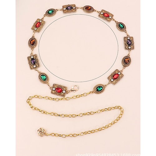 Hüftkette Vintage Mode Damen Körperschmuck Für Täglich Ferien Geometrisch Legierung Schwarz Gold Regenbogen 1 Stück Image