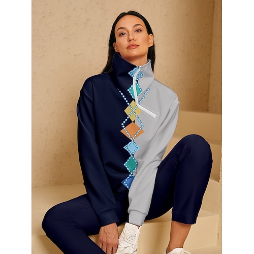 Damen Golf-Pullover Blau Langarm Oberteil Damen-Golfkleidung, Kleidung, Outfits, Kleidung Image