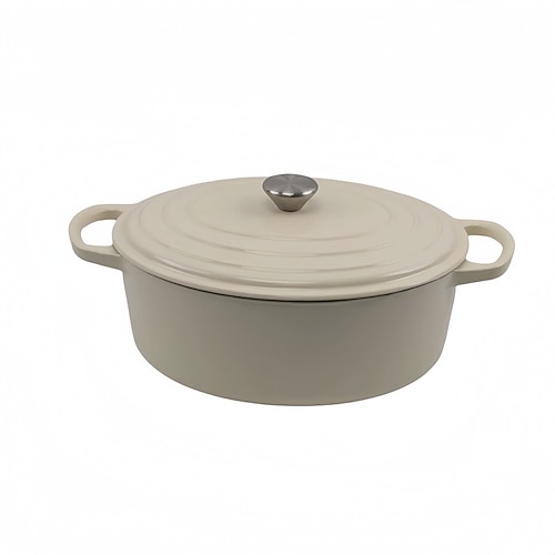 Emaillierter Schmortopf mit Deckel, gusseiserner Schmortopf mit zwei Griffen zum Brotbacken und Kochen, antihaftbeschichtetes Kochgeschirr Image