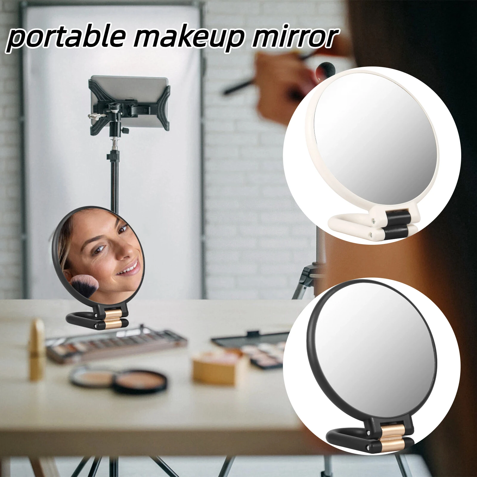 Tragbarer Handspiegel, doppelseitiger Spiegel mit Klappgriff, 30 x/1 x mehrere multifunktionale tragbare Damen-Make-up-Spiegel