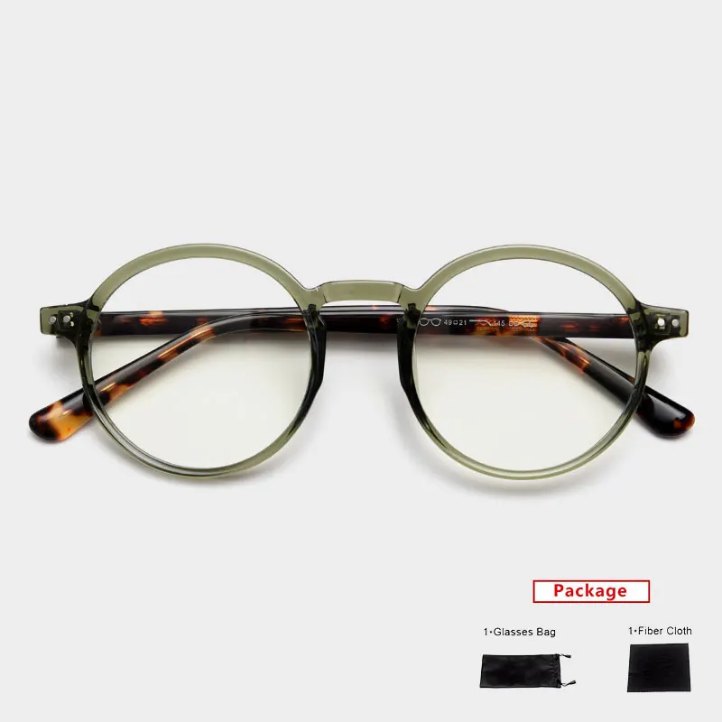 Mimiyou Tr90 + Acetat Runde Brille Rahmen Frauen Anti Blau Licht Optische Brillen Männer Brillen Rahmen UV400 Computer Gläser Image