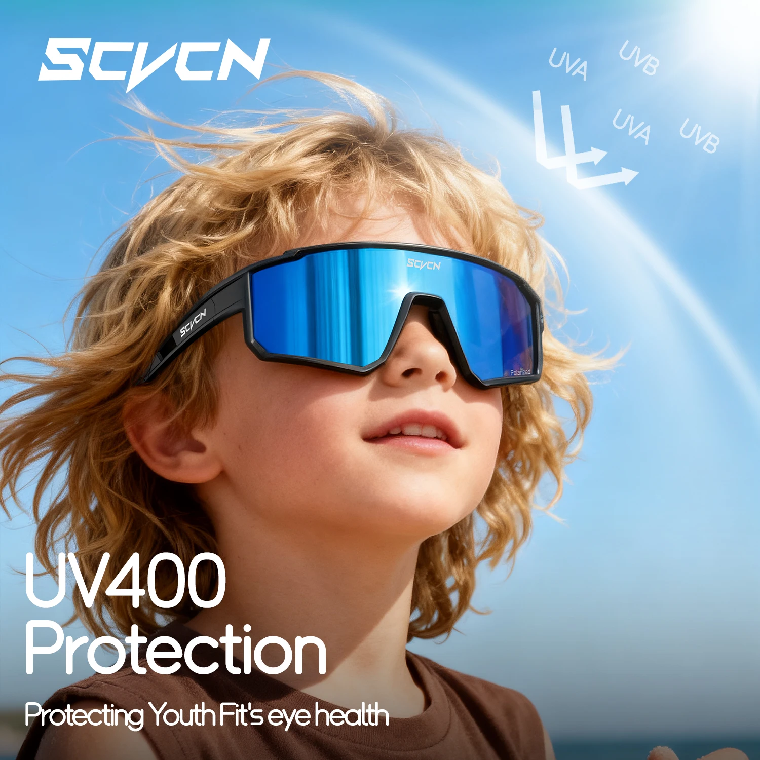 SCVCN Photochrome Sonnenbrille für Kinder, UV400, für Jungen, Baseball, polarisierte Brille, Radfahren, Outdoor-Sportbrille, Laufen, Wandern, Sonnenbrille Image