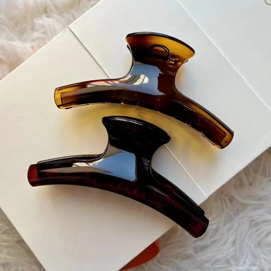 2PCS Vintage Arc Große Leopard Print Haar Klaue Clip frauen Herbst Winter Hinterkopf Elegante Shark Clip headwear Zubehör